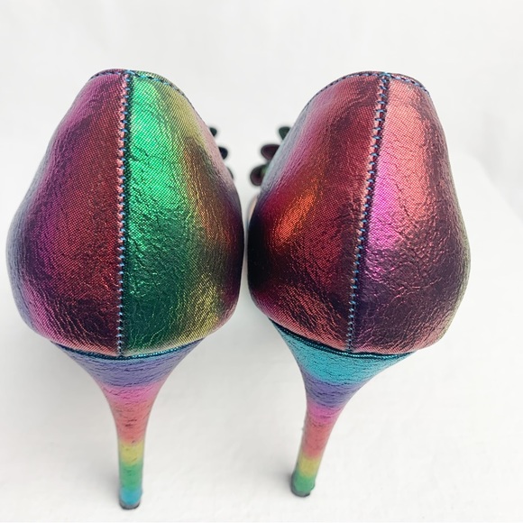 Betsey Johnson Rainbow Heels with Bow - Picture 4 of 8